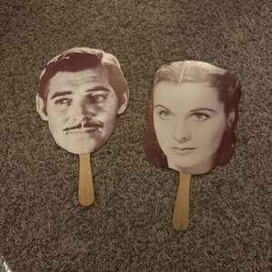 Vintage Gone With The Wind Scarlett O'Hara & Rhett Butler Hand Fans - Set of 2